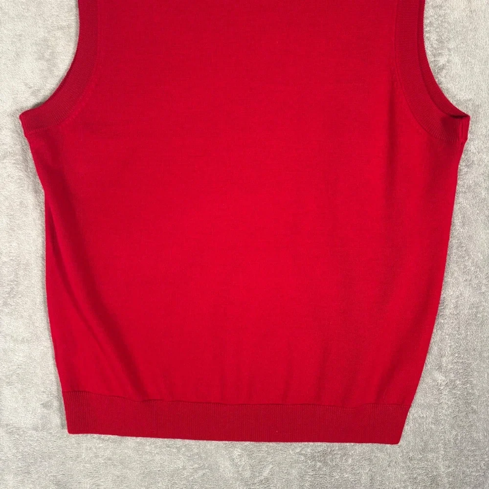 Hart Schaffner Marx V Neck Sweater Vest Mens‎ Large Extra Fine Merino Wool Red